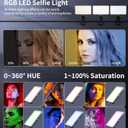 Selfie Light, 96 LED Phone Light with Metal Hotshoe & Clip, Rechargeable 2500K-8000K 360° Full Color 21 Scenes RGB Video Light for Phones, iPhone, Laptops, Cameras, Vlog, TikTok, Gifts for Women & Mom