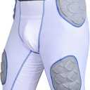 Exxact Sports Touchdown 5-Pad Youth Football Girdle with Cup Pocket, Lightweight Padded Compression Shorts with Integrated Hip, Thigh, Tailbone Pads, Boys Girdle Football (White)