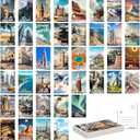 SHOXREM 40Pcs Travel Postcards From Around The World: Vintage World Travel Posters Wall Decoration - Landmark Illustrations,Retro Geography Destination Collage, 4" W x 6" H
