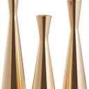 3 PCS Taper Candle Holders Set, Gold Vintage Candlesticks for 3/4 Inch Candles with Wedding Dining Table Centerpiece Decor and Fireplace Mantel Housewarming Gift (9625)