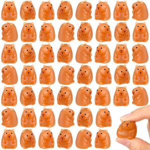 Civaner 60 Pcs Mini Taba Capybara Toy Small Capybara Stress Ball for Adults Cute Fidget Toy for Easter Egg Filler and Easter Basket Stuffer Party Favor Gift for Autism Anxiety ADHD