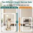 Fairy Baby 36" Tall Narrow Baby Gate 22.8"-25.5" Wide for Doorways & Stairs | Small Pet Gate for Walk Thru, Pressure Mounted Dog Gate for Small Opening, Auto Close No Drill Metal Safety Child Gate, White