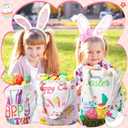 Photect 6 Pcs Easter Tote Bags 13.78 x 13.39 Inch Canvas Bunny Gifts Bags for Spring Happy Easter Party Supplies