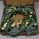 HomeKaren Wreaths for Front Door 22 Inch, All Season Greenery Wreath Olive Eucalyptus Leaves and White Mixed Berry for Indoor Outdoor Farmhouse Home Porch Wall Window Festival Wedding Decor