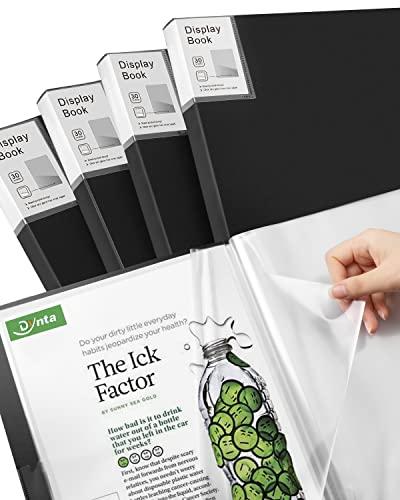 Binder with Plastic Sleeve 4 Pack 8.5"x11" Demo Book Black Portfolio Folder with Protective Film 30 Pockets 60 Page Capacity