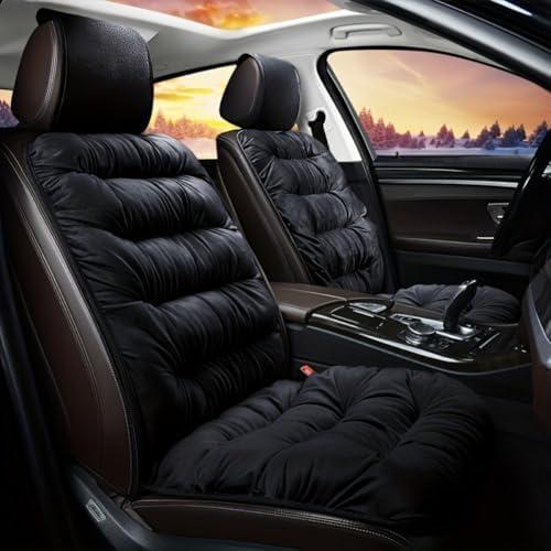 Ultra Soft Fluffy Car Seat Covers Universal 2-Piece Set, Plush Warm Winter Seat Cushion with Non-Slip Backing Seat Protection(Black)