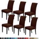 Joccun Chair Covers for Dining Room Set of 6,Dining Chair Slipcovers Stretch Dining Room Chair Covers Seat Protector,Washable Parsons Chair Cover for Home,Hotel(Chocolate,6 Pack)