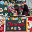Faccito 99 Pcs Christmas Bulletin Board Cutouts Decorations Selfies Vintage Large Cut Outs and Glue Points with Student Photos for Xmas Party Classroom Church Home Decor