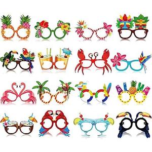 Vinsot 32 Pack Beach Pool Party Eyeglasses Decor Summer Luau Paper Glasses Bulk Hawaiian Sunglasses Frame Tropical Pool Props Photo Booth Props for Luau Beach Party Favors Birthday Supplies Decor