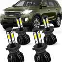 Custom for Kia Sorento 2014 2015 2016 2017 2018 Light Bulbs High Low Beam Combo Bulb 6000K White 25000LM Lamp Easy Installation 4PCS