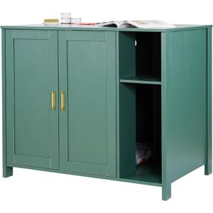 VEVOR Cat Enclosure, 41.3 in Self Cleaning Litter Box Cabinet, with Drawer & Detachable Divider, Automatic Litterbox Enclosure with Built-in Power Outlet, Fits Most Smart Litterboxes