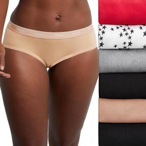 Hanes Women's Originals Hipster Panties, Breathable Stretch Cotton Underwear, Assorted, 6-Pack (Basic Color Mix)