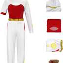 Zombies Nova Costume Adult Womens Cheerleader Mesh Top Hooded Coat Skirt Pant with Wristband Halloween Cosplay Outfits (Large, White 2)