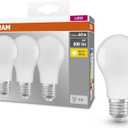 OSRAM Base Classic A 60 FR LED Bulb with E27 Socket, Bulb, Pack of 3, 8.5 W, 806 lm, 2700 K, Warm White Light, Lower Heat Generation, Very Low Energy Consumption, Long Life