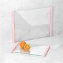 2PCS Glass Cutting Board with Silicone Grip, 80% Stronger Shatter Resistance and Slip Resistance,No Scratches/Microplastic-Free,Dishwasher Safe, Non Toxic Chopping Board for Kitchen (Pink)