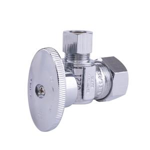 Hausen 1/2-inch Nominal Compression Inlet x 3/8-inch O.D. Compression Outlet 1/4-Turn Angle Water Stop, 1-Pack