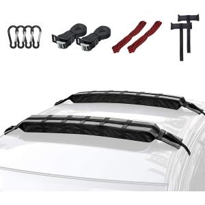 WOOWAVE Premium Kayak Roof Rack Pads Universal Soft Car Roof Rack Carrier for Canoe/Surfboard/Paddleboard/SUP/Snowboard with 6 Tie Down Straps, 2 Tie Down Rope, 2 Quick Loop Strap and Storage Bag