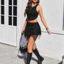 Avidlove Lace Mini Skirts for Women Flowy Skirt Boho Layered Asymmetrical Short Skirt (Black, XL)