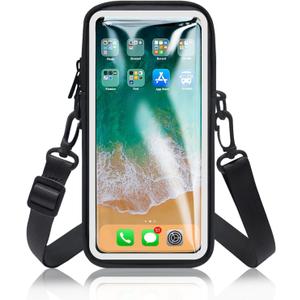 Phone Holder for Running Armband, Cell Phone Purse Small Crossbody Bags for Women Kids, Sports Arm Bag for Men iPhone,Galaxy,Smartphones Carrier Pouch Fit Workout,Exercise,Gym,Hiking,Walking (12-Black with Clear Window&Crossbody Strap)