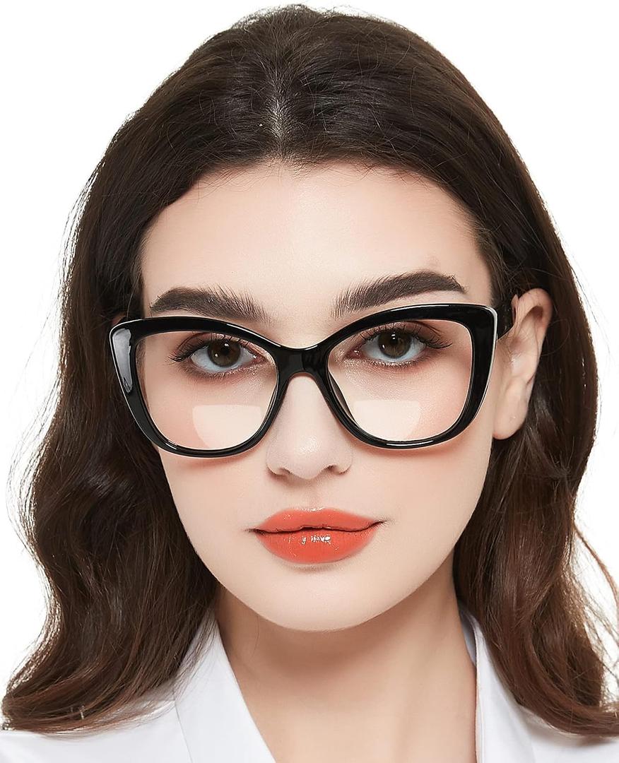 MARE AZZURO Large Bifocal Reading Glasses 2.75+ Women Blue Light Blocking Readers (Black, 2.75)