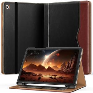 OKP Case for Samsug Galaxy Tab A11+ / A9+ Plus 11 inch 2026/2024 (SM-X230/X236/X238/X210/X216/X218), PU Leather Folio Cover with Multi-Angle Stand, Auto Wake/Sleep for 11" Tablet (Black+Brown)