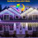 Warm Color to Multicolor Color Changing Icicle Christmas Light with Remote, 480 LED 39.3ft Christmas String Lights Outdoor Waterproof with 80 Drops for House Eave, Window, Hallway Xmas Decorations