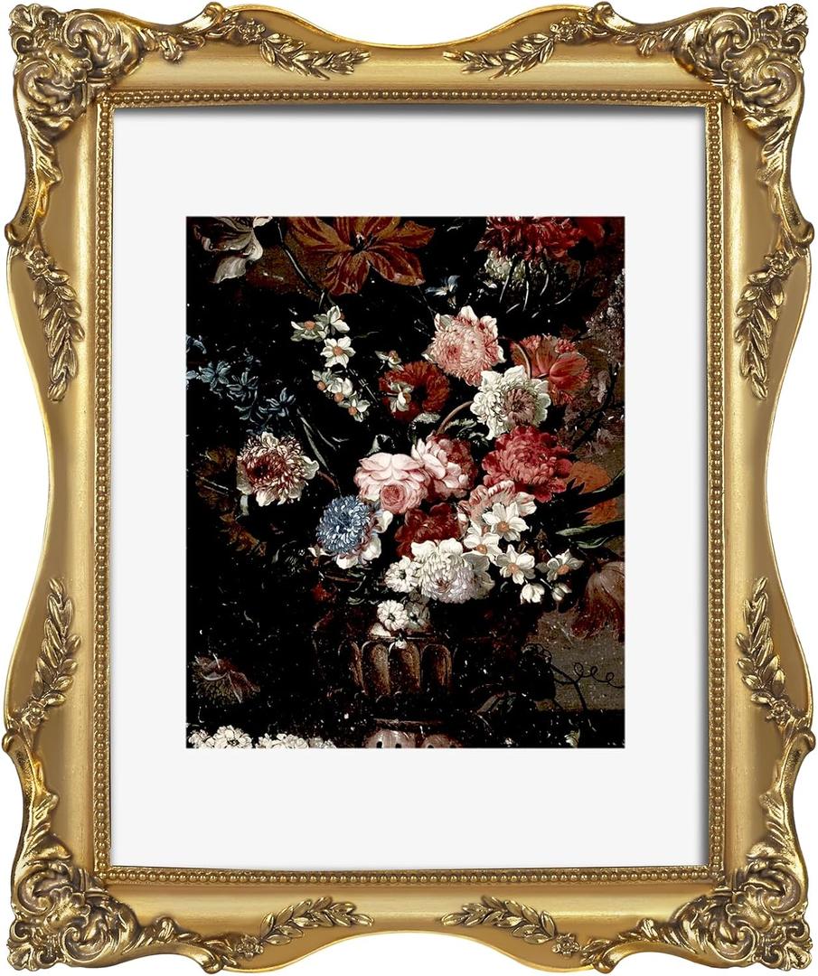 11x14 Gold Frame Vintage Picture Frame Victorian Ornate Gothic | Real Glass, Matted to 8x10 or 11 x 14 Photos, Wall Hanging