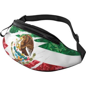 Mexican Flag Fanny Pack Waist Bag Adjustable Belt Bag For Men Women Traveling Hiking Cycling Running