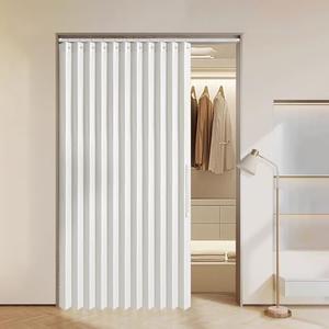 MIULEE Accordion Folding Door Curtains for Doorways, Laundry Room Curtains for Doorway, Room Divider for Open Closet and Bedroom, White, W52 x L78 inches, 1 Panel