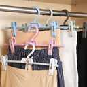 Pants Hangers, 10pcs Adjustable Clothes Hangers with Clips, Portable Drying Rack Travel Plastic Non-Slip Clothes Drying Hanger for Kids Or Adults Garments (White)