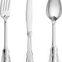 N9R 120PCS Silver Plastic Silverware, Heavy Duty Plastic Cutlery for Parties, Fancy Disposable Flatware Set Includes 40 Forks, 40 Spoons, and 40 Knives, Perfect for Weddings, Dinners, Picnics, Party