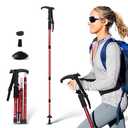 Walking Stick for Hiking, Adjustable Hiking Poles for Men, Women and Kids, Walking Canes for Seniors Balance, Aluminum Trekking Poles Use for Travel, Skiing, Mountaineering (Red) 2 Pack