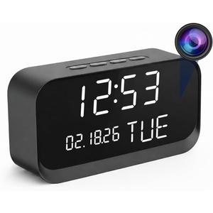 Clock Camera Nanny Cam with 1080P HD Video, AI Motion Detection, Night Vision, Dual-Band 2.4/5GHz WiFi, Bluetooth Setup, Local & Cloud Storage, Indoor Security Camera for Home & Office