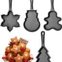DVK 4Pcs Cast Iron Frying Pan with Various Shapes for Christmas Small Skillet for Baking Cookies Cutters Brownies or Hard-Boiled Eggs