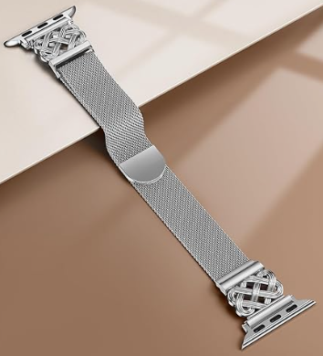 BEEXI Stainless Steel Magnetic Loop Compatible with Apple Watch Band 49/46/45/44/42mm Women Mesh Celtic Knot Dressy Strap for iWatch Series 11/10/9/8/7/6/5/4/3/2/1/Ultra(1/2/3)/SE(1/2/3) Starlight L