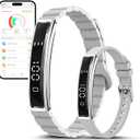 RIFESI Smart Bracelet for Women Men, Health Activity Fitness Trackers, 24/7 Heart Rate, Blood Oxygen & Stress Monitor, 24H Sleep Tracker, Smart Wristband with Free APP 2 Bands, Grey, Black