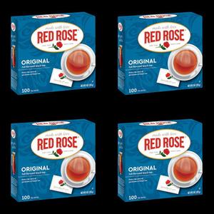 Red Rose Original Flavor Tea Bags, 100 Count (Pack of 4)(BB: June 3, 2027)