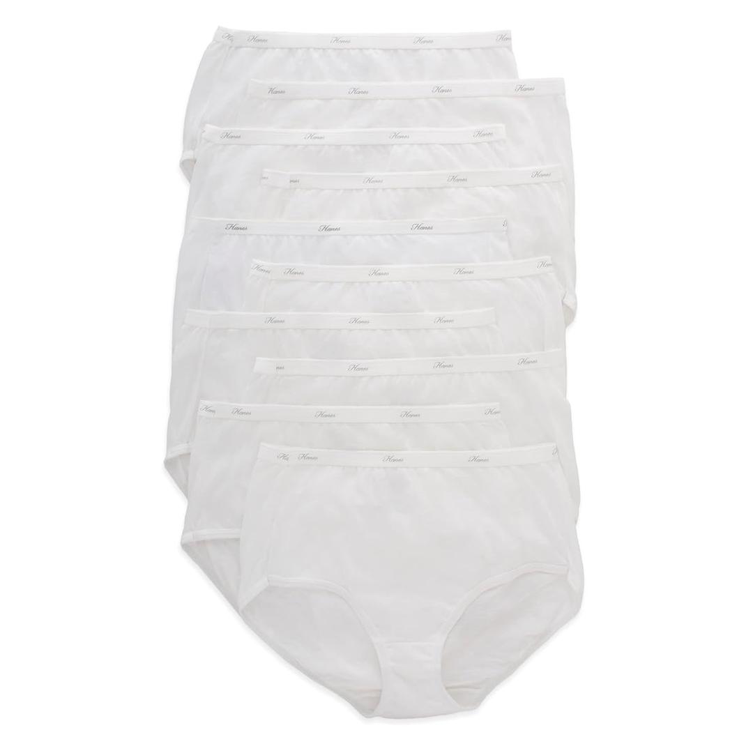Hanes womens Panties Pack, 100% Cotton Underwear, Moisturewicking Underwear, Ultrasoft and Breathable, Tagless briefs underwear, 10 Pack  Brief White, US