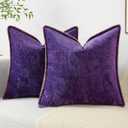 decorUhome Chenille Soft Throw Pillow Covers 22x22 Set of 2, Farmhouse Velvet Decorative Pillow Covers with Stitched Edge for Couch Sofa Bed, Petunia (22" x 22" (Pack of 2))