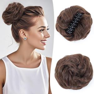 Messy Bun Hair Piece, Wavy Claw Clip Messy Bun Hair Clip, Synthetic Fake Buns Hairs Extensions, Soft hairs buns Hairpieces for Women Daily Wear (M4/30#, 1 Count (Pack of 1))