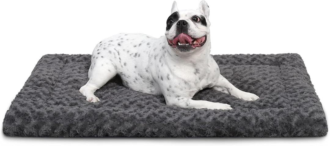 Washable Dog Bed Mat Reversible Dog Crate Pad Soft Fluffy Pet Kennel Beds Dog Sleeping Mattress for Large Jumbo Medium Small Dogs, 29 x 18 Inch, Gray (29.00" x 18.00" x 1.50", Grey)