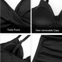 Yonique Women's Tankini Top Swimwear Twist V Neck Swimsuits Tummy Control Bathing Suits Top Only, S