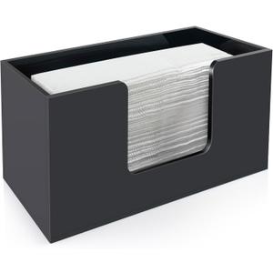 1Pack Paper Towel Holder Countertop, Acrylic Bathroom Paper Towel Holder, Black Napkin Holder for Kitchen, Countertop Multifold Z-fold C-fold,Trifold Paper Hand Towel Dispenser for Bathroom Toilet (1)