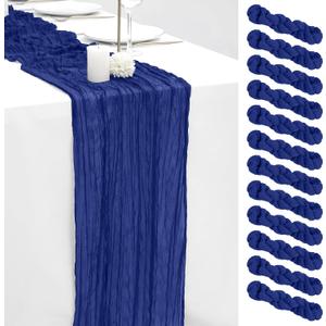 12 Pack Royal Blue 20x120 Inch Cheesecloth Table Runner 10FT Boho Gauze Rustic Gauze Cheese Cloth Table Runners for Wedding Party Baby Shower Birthday Banquet Spring Decor
