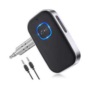 COMSOON Bluetooth Receiver for Car, Noise Cancelling 3.5mm AUX Bluetooth Car Adapter, Wireless Audio Receiver for Home Stereo/Wired Headphones, Hands-Free Call, 16H Battery Life - Black+Silver