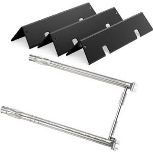 Grill Replacement Parts for Weber GS4 Spirit II 200 Series, Spirit II E-210, S-210 (Front-Mounted Control), Porcelain-enameled 7635 Flavorizer Bars and Stainless Steel 69785 Burner Tubes Set