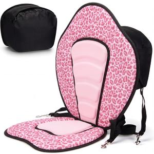 Vinsot 1 Set Kayak Paddle Board Seat Back Support,Pink Leopard | Universal, with 4 Straps, Storage Bag, Adjustable, kayak seat, paddleboard accessories, Comfortable Cushion for Water Sports, 12 x 15.75 x 18 inches/30.48 x 40.01 x 45.72 cm