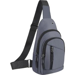 Crossbody Small Sling Bag for Women Men,Casual Lightweight Chest Pack Gym Athletic Backpack Multi Used Zipper Shoulder Daypack for Travel,Shopping,Hiking,Walking,Running,Biking,Grey