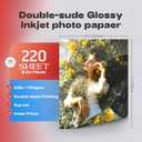 220 Pack Double Sided Photo Paper Glossy Inkjet 8.5x11 32lb 120gsm A4 Letter Size for All Dye Ink Printers for Custom Chip Bag Party Favors, Brochure Paper, Flyers Paper