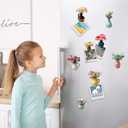8 Pack Ceramic Mini Vase Fridge Magnets with Artificial Flowers, Cute Magnetic Vase Decor for Locker Office Home, Ideal Gift